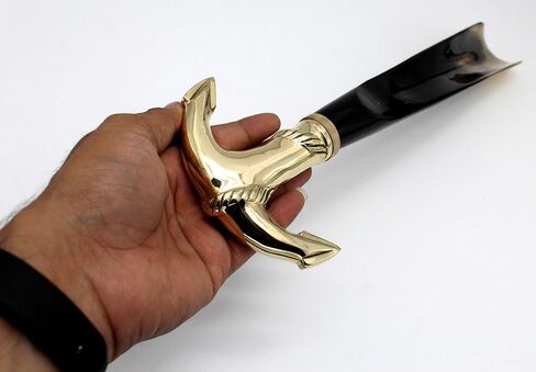 Shoe Horn Made with Real Horn Handmade. Easy Grip Long Brass anchor handle Shoehorn for Men,Women Seniors, Pregnancy, Elderly, back pain, tall people and kids Shoes & Boots.Home or Travel .(14''brass) in Saudi Arabia