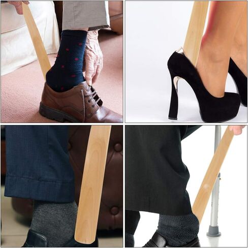 Travel Shoehorn Travel Accessories Tools Wooden Shoe Horn 2 Pcs - 15in Shoe Spoon for Boots and Shoes, Shoe Horn and Short Handle for Seniors, & Adults Travel Accessories Tools in Saudi Arabia