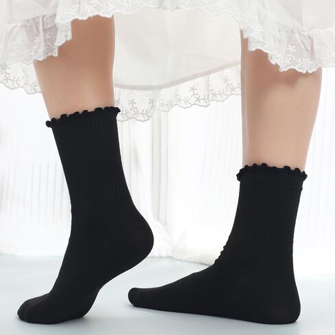 مجموعة من 24 جوارب نسائية مكشكشة من Cutecrop، جوارب كاحل لطيفة للنساء، جوارب دائرية مكشكشة للنساء والفتيات in Kuwait