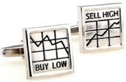 MRCUFF Buy Low Sell High Stockbroker Wall Street Trader in a Presentation Gift Box Pair Cufflinks & Polishing Cloth in Saudi Arabia