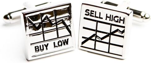 MRCUFF Buy Low Sell High Stockbroker Wall Street Trader in a Presentation Gift Box Pair Cufflinks & Polishing Cloth in Saudi Arabia
