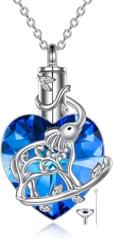 YFN الفيل القلب كريستال جرة قلادة للرماد مجوهرات جنائزية فضة مع كريستال مجوهرات هدايا للنساء الفتيات in Kuwait