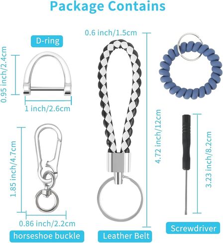 Key Chains for Car,Keychain Wristlet with Leather, Metal Keychains with Holder Fob,Cute Keys Ring Accessories, Grey, L in Kuwait