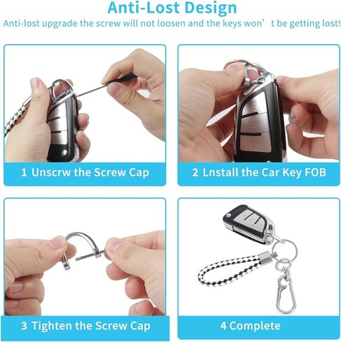 Key Chains for Car,Keychain Wristlet with Leather, Metal Keychains with Holder Fob,Cute Keys Ring Accessories, Grey, L in Kuwait
