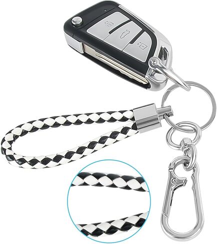 Key Chains for Car,Keychain Wristlet with Leather, Metal Keychains with Holder Fob,Cute Keys Ring Accessories, Grey, L in Kuwait