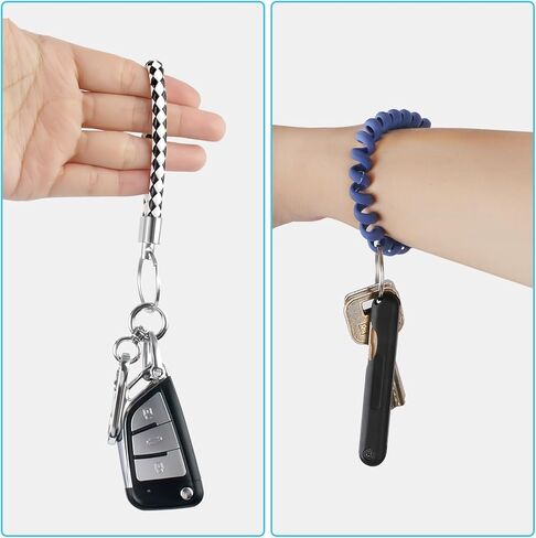 Key Chains for Car,Keychain Wristlet with Leather, Metal Keychains with Holder Fob,Cute Keys Ring Accessories, Grey, L in Kuwait