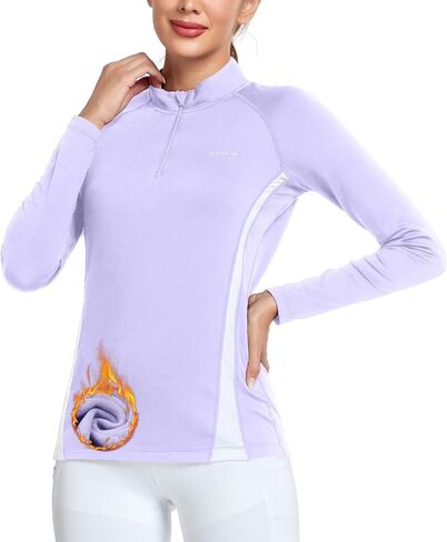 AGVNG Womens 1/4 Zip Pullover Fleece Thermal Lightweight Shirts Long Sleeve Athletic Hiking Running Workout Golf Tops in Saudi Arabia