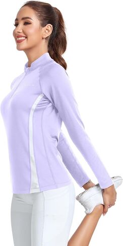 AGVNG Womens 1/4 Zip Pullover Fleece Thermal Lightweight Shirts Long Sleeve Athletic Hiking Running Workout Golf Tops in Saudi Arabia