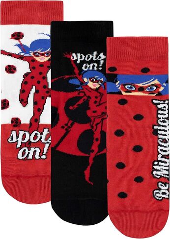 Miraculous Ladybug Girls' Lady Bug Socks Pack of 3 in Saudi Arabia