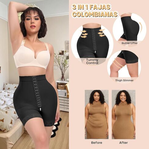 لاري كارد فاجا ملابس داخلية للنساء 3 في 1 شورت محدد شكل الجسم مدرب خصر سراويل تحكم البطن مع سحاب المنشعب in Kuwait