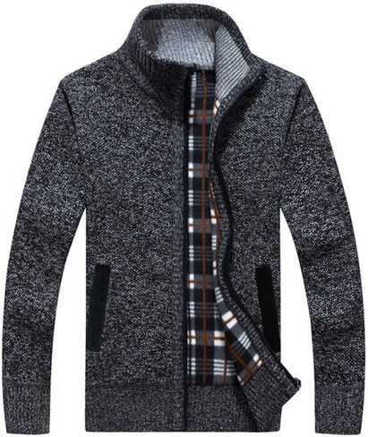 LemonGirl Mens Casual Slim Full Zip Knitted Cardigan Sweater with Pocked in Kuwait