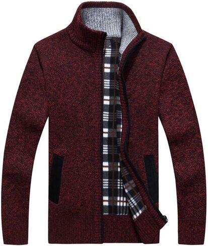 LemonGirl Mens Casual Slim Full Zip Knitted Cardigan Sweater with Pocked in Kuwait