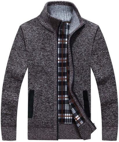 LemonGirl Mens Casual Slim Full Zip Knitted Cardigan Sweater with Pocked in Kuwait