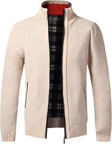LemonGirl Mens Casual Slim Full Zip Knitted Cardigan Sweater with Pocked in Kuwait