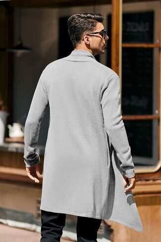 سترة صوفية رجالية من Pengfei مفتوحة من الأمام وأكمام طويلة محبوكة مع جيب أبيض in Kuwait