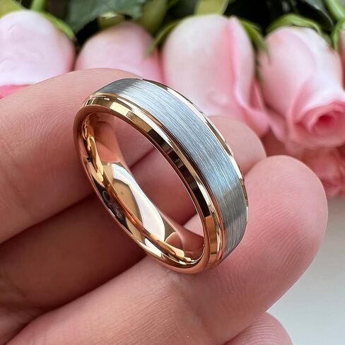 TUTISS 6mm 8mm Tungsten Rings for Men Women Fashion Engagement Wedding Bands Brushed Finish Stepped Beveled Edges Comfort Fit in Saudi Arabia
