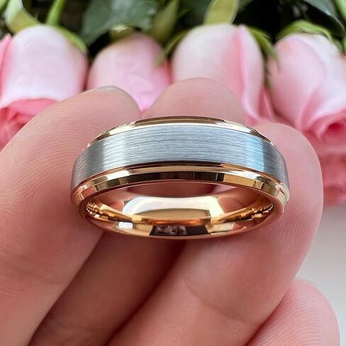 TUTISS 6mm 8mm Tungsten Rings for Men Women Fashion Engagement Wedding Bands Brushed Finish Stepped Beveled Edges Comfort Fit in Saudi Arabia