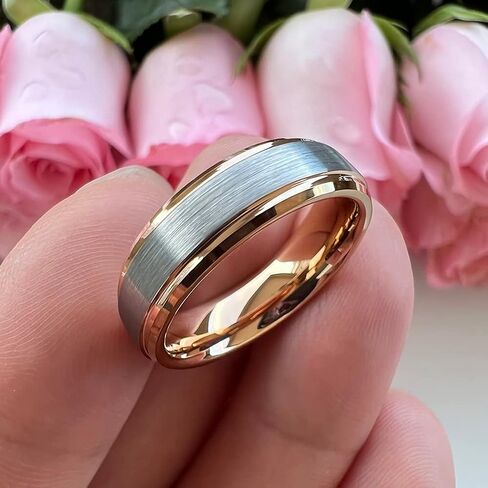 TUTISS 6mm 8mm Tungsten Rings for Men Women Fashion Engagement Wedding Bands Brushed Finish Stepped Beveled Edges Comfort Fit in Saudi Arabia