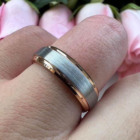 TUTISS 6mm 8mm Tungsten Rings for Men Women Fashion Engagement Wedding Bands Brushed Finish Stepped Beveled Edges Comfort Fit in Saudi Arabia