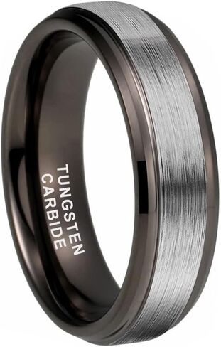 TUTISS 6mm 8mm Tungsten Rings for Men Women Fashion Engagement Wedding Bands Brushed Finish Stepped Beveled Edges Comfort Fit in Saudi Arabia