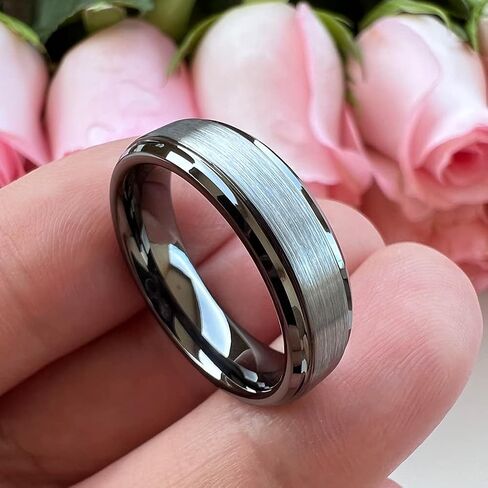 TUTISS 6mm 8mm Tungsten Rings for Men Women Fashion Engagement Wedding Bands Brushed Finish Stepped Beveled Edges Comfort Fit in Saudi Arabia