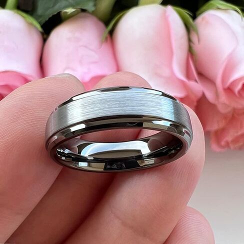 TUTISS 6mm 8mm Tungsten Rings for Men Women Fashion Engagement Wedding Bands Brushed Finish Stepped Beveled Edges Comfort Fit in Saudi Arabia