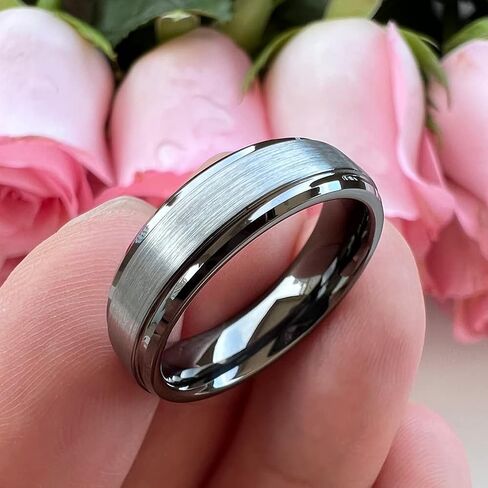 TUTISS 6mm 8mm Tungsten Rings for Men Women Fashion Engagement Wedding Bands Brushed Finish Stepped Beveled Edges Comfort Fit in Saudi Arabia