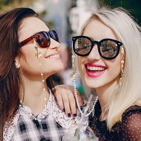سلسلة أقنعة النظارات من تشارمنجو للنساء، سلاسل القراءة، حامل النظارات، حزام النظارات، سلسلة النظارات مع اللؤلؤ in Kuwait