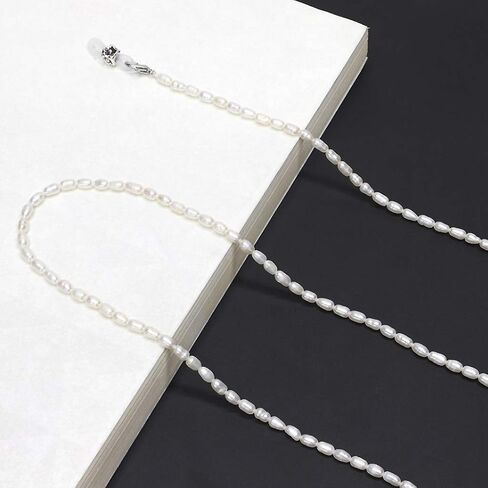 نظارات LUNALUCE الأنيقة المصنوعة من حبات اللؤلؤ الطبيعي ونظارات أكريليك أنيقة وحزام حامل/نظارات شمسية للشاطئ وقلادة ثابتة متوافقة in Kuwait