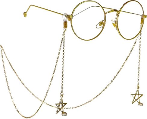 2 PCS Eyeglass Chain Pearl Star and Angel Wings Pendant Mask Chains Eyewear Strap Holder Glasses Retainer with Clips in Saudi Arabia