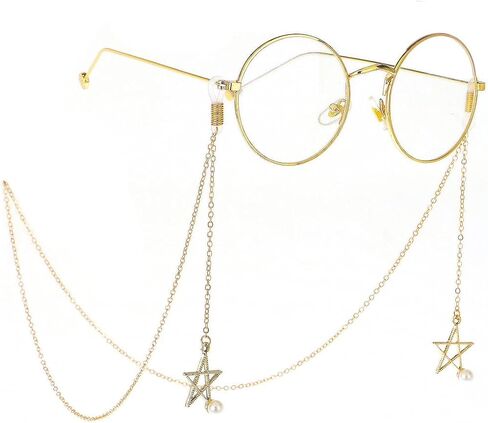 2 PCS Eyeglass Chain Pearl Star and Angel Wings Pendant Mask Chains Eyewear Strap Holder Glasses Retainer with Clips in Saudi Arabia