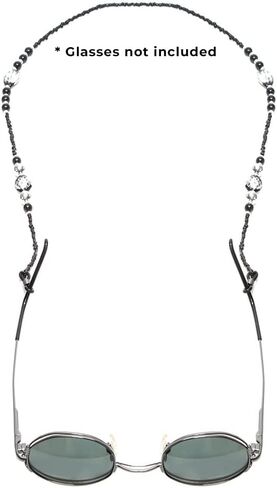 Calabria Fashion Eye Glasses Chain Holder Beaded Crystals Women Eyeglass Necklace Eyewear Retainer Rubber Loops Around Neck in Saudi Arabia
