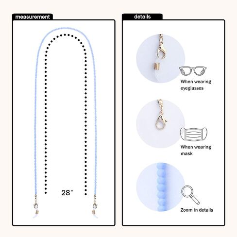 Mask Holder/Eyeglass Holder Straps for Women – Crystal Bead Lanyard Necklace in Saudi Arabia
