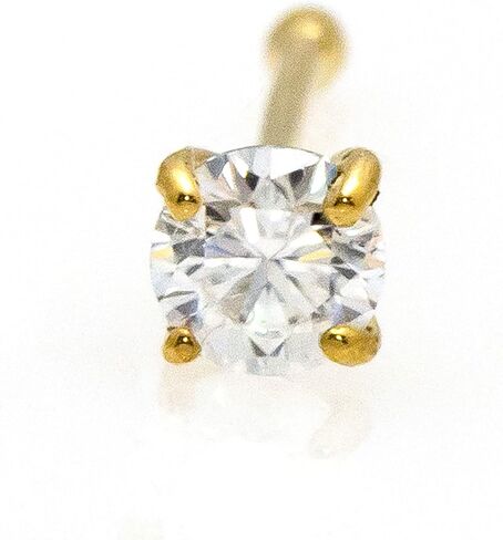 Jewelry Avalanche Solid 14Kt Gold Moissanite Stud Nose Ring - 22G Nose Bone Stud - Ball End Nose Ring - April Birthstone Nose Stud in Saudi Arabia