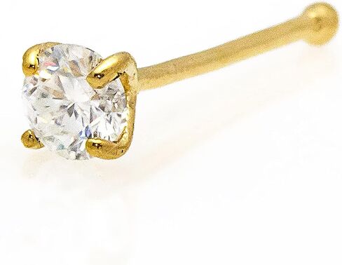 Jewelry Avalanche Solid 14Kt Gold Moissanite Stud Nose Ring - 22G Nose Bone Stud - Ball End Nose Ring - April Birthstone Nose Stud in Saudi Arabia