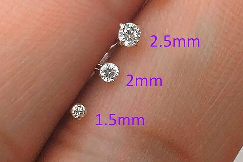 Jewelry Avalanche Solid 14Kt Gold Moissanite Stud Nose Ring - 22G Nose Bone Stud - Ball End Nose Ring - April Birthstone Nose Stud in Saudi Arabia