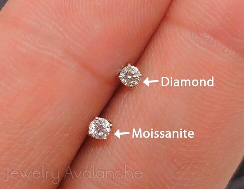Jewelry Avalanche Solid 14Kt Gold Moissanite Stud Nose Ring - 22G Nose Bone Stud - Ball End Nose Ring - April Birthstone Nose Stud in Saudi Arabia