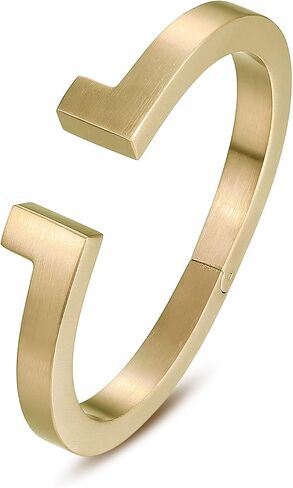 Kaydenana Cuff Bracelet for Women Spring-Clasp Design Couples Bangle Polished Finish Stainless Steel Metal Gold Silver Rose Gold Plated Chunky for Girls Christmas Gifts Jewelry in Saudi Arabia