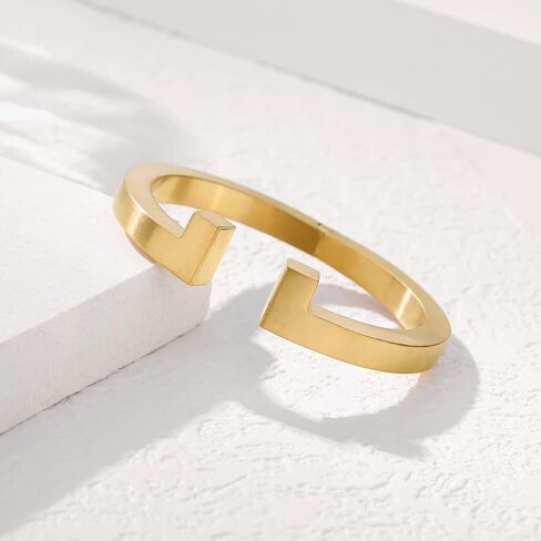 Kaydenana Cuff Bracelet for Women Spring-Clasp Design Couples Bangle Polished Finish Stainless Steel Metal Gold Silver Rose Gold Plated Chunky for Girls Christmas Gifts Jewelry in Saudi Arabia