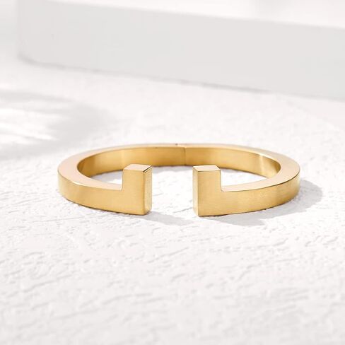 Kaydenana Cuff Bracelet for Women Spring-Clasp Design Couples Bangle Polished Finish Stainless Steel Metal Gold Silver Rose Gold Plated Chunky for Girls Christmas Gifts Jewelry in Saudi Arabia