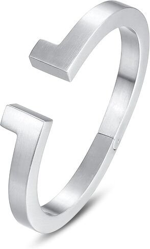 Kaydenana Cuff Bracelet for Women Spring-Clasp Design Couples Bangle Polished Finish Stainless Steel Metal Gold Silver Rose Gold Plated Chunky for Girls Christmas Gifts Jewelry in Saudi Arabia