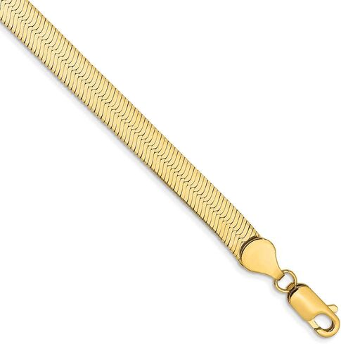 Solid 14k Yellow Gold 5.5mm Silky Herringbone Flat Bracelet in Saudi Arabia