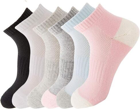 RedsGirl Ankle Running Sports Cotton Socks Mesh Breathable Low Cut Short Athletic Terry Sock for Women Youth, Multicolor 6 Pairs in Saudi Arabia
