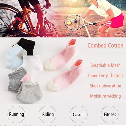RedsGirl Ankle Running Sports Cotton Socks Mesh Breathable Low Cut Short Athletic Terry Sock for Women Youth, Multicolor 6 Pairs in Saudi Arabia