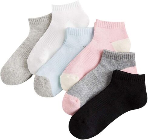 RedsGirl Ankle Running Sports Cotton Socks Mesh Breathable Low Cut Short Athletic Terry Sock for Women Youth, Multicolor 6 Pairs in Saudi Arabia