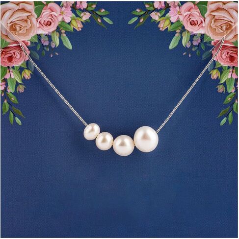 قلادة قلادة من اللؤلؤ الأنيق من Chuchoter للنساء من الفولاذ التيتانيوم 18 قيراط سلسلة مطلية بالذهب تألق دائم لآلئ المياه العذبة الطبيعية المزروعة مجوهرات يومية للهدايا للزوجة والصديقة in Kuwait