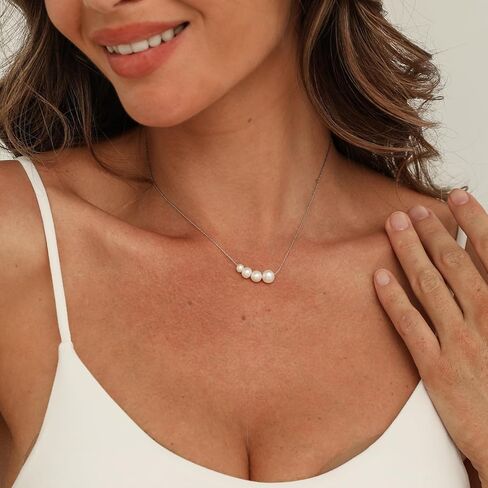 قلادة قلادة من اللؤلؤ الأنيق من Chuchoter للنساء من الفولاذ التيتانيوم 18 قيراط سلسلة مطلية بالذهب تألق دائم لآلئ المياه العذبة الطبيعية المزروعة مجوهرات يومية للهدايا للزوجة والصديقة in Kuwait