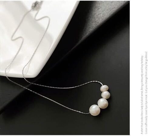 قلادة قلادة من اللؤلؤ الأنيق من Chuchoter للنساء من الفولاذ التيتانيوم 18 قيراط سلسلة مطلية بالذهب تألق دائم لآلئ المياه العذبة الطبيعية المزروعة مجوهرات يومية للهدايا للزوجة والصديقة in Kuwait