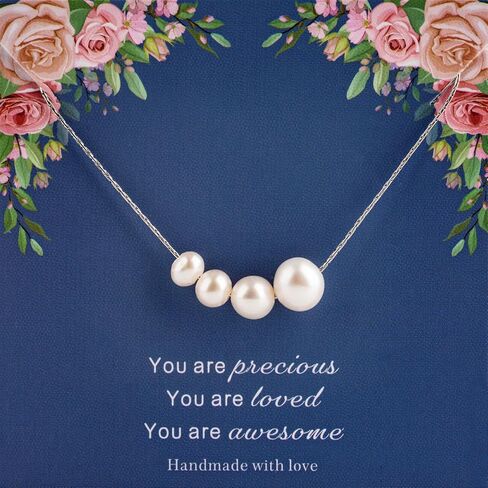 قلادة قلادة من اللؤلؤ الأنيق من Chuchoter للنساء من الفولاذ التيتانيوم 18 قيراط سلسلة مطلية بالذهب تألق دائم لآلئ المياه العذبة الطبيعية المزروعة مجوهرات يومية للهدايا للزوجة والصديقة in Kuwait