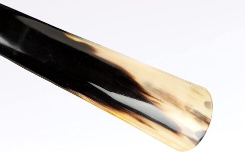 CHERKRAFT Shoe Horn with Handle Natural Handcrafted & Polished Made from Real Horn For All Shoes & Boots - 10 Inches in Kuwait